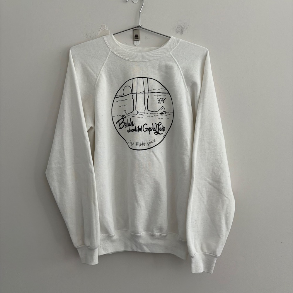 Vintage Hanes Beulah Michigan Crystal Lake Sweatshirt White Size Large